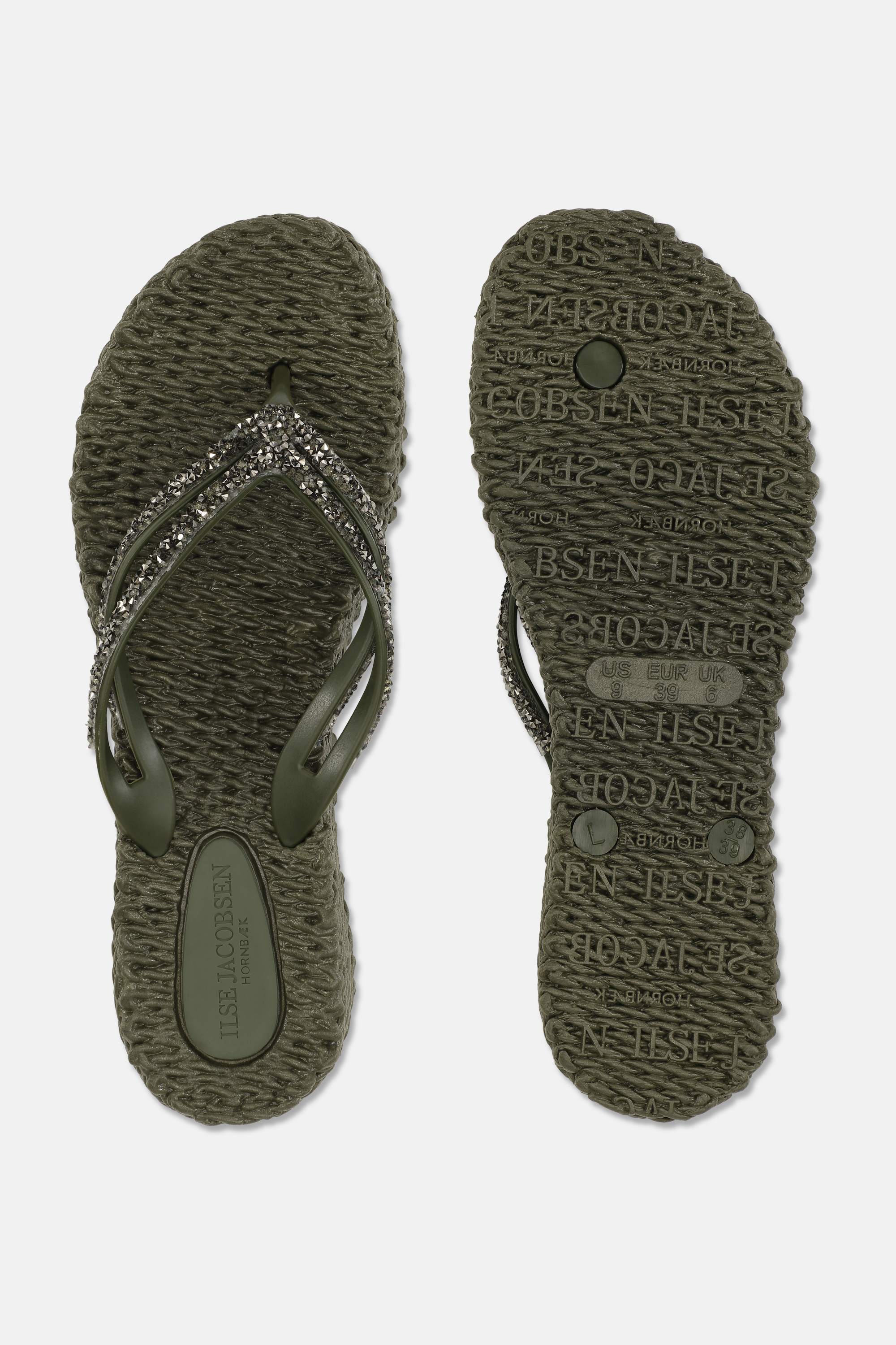 Plateau Flip-Flops Glitzersteine - Army